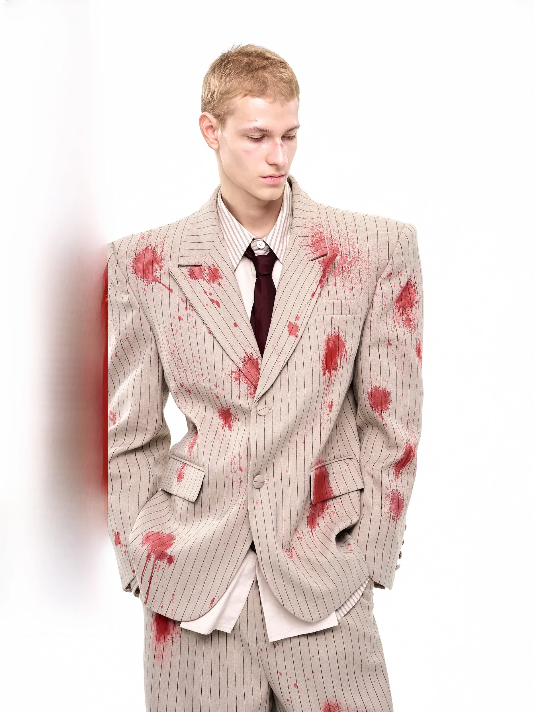 

Мужской осенне-зимний пиджак с отложным воротником, приталенный, на одной пуговице, повседневный, в западном стиле, из смесового полиэстера и хлопка