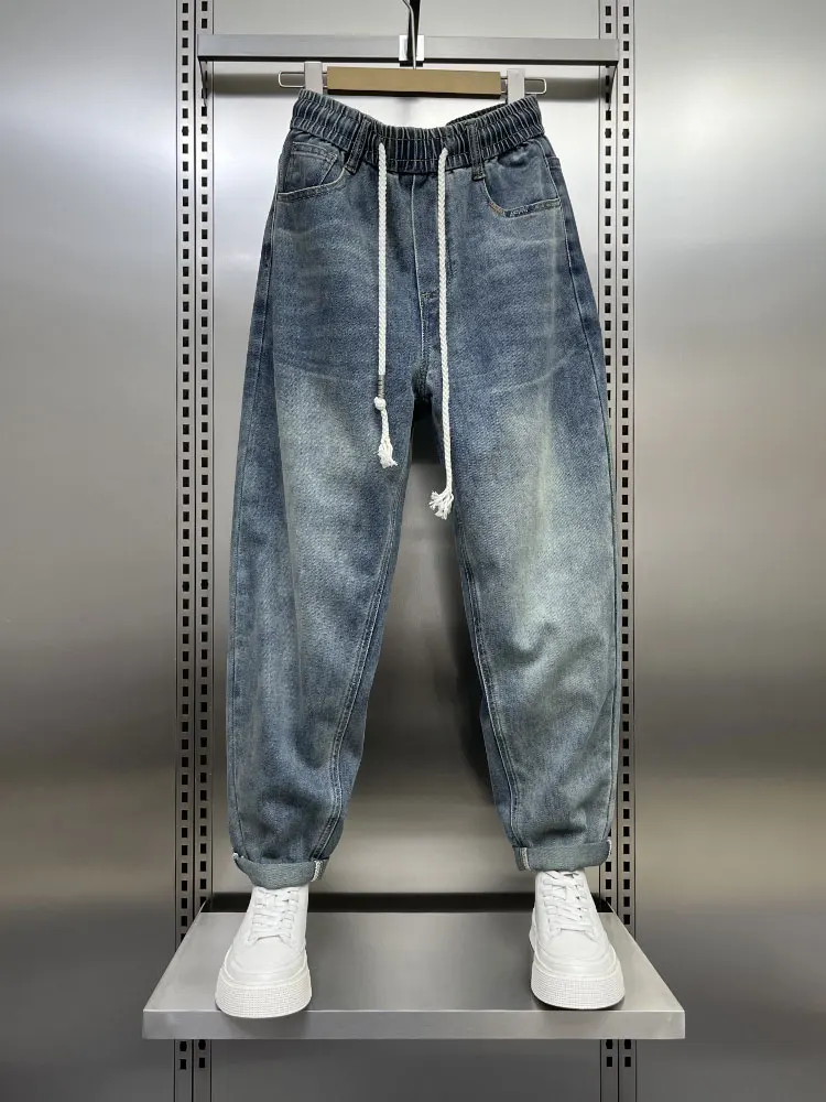 

Retro Washed Light Blue Men's Jeans Spring New Casual Nine-Piece Loose Trendy Harlan Pants Youth Wear Comfortable Casual