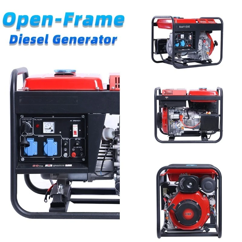 10KVA12KVA 15KVA 8KW 10KW 12KW Open Frame Diesel Generator 220V 380V 50Hz 60Hz 3 Phase Portable Genset Construction Site