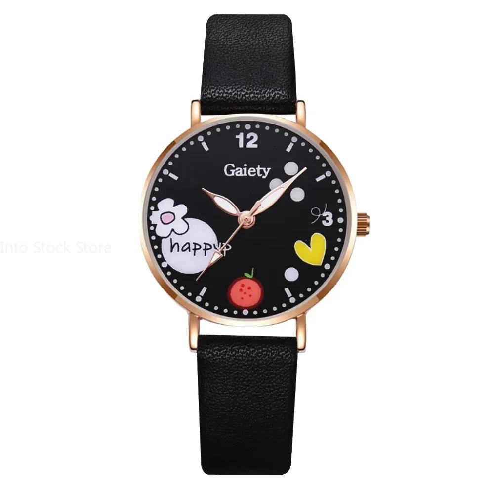 Reloj de pulsera con patrón de dibujos animados para niños, conjunto de reloj de cuarzo para niñas, relojes para estudiantes, moda femenina, Rosa