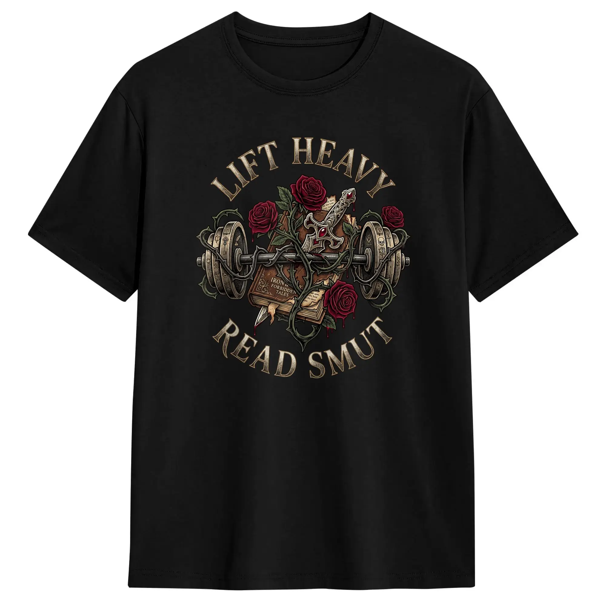 Lift Heavy Read Smut Shirt Workout Gym Book Reading Lovers T Shirt Adult  Vintage T-Shirts Beach O Neck Trending Tee Shirt
