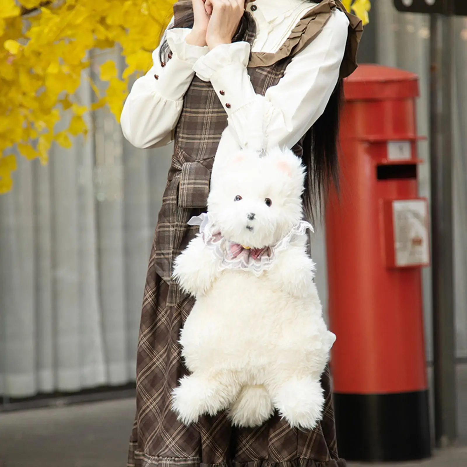 

Cute Stuffed Small Dog Doll Backpack Soft Casual Adorable Creative Puppy Shaped Rucksack for Girls Adults Pet Lovers Women Teens