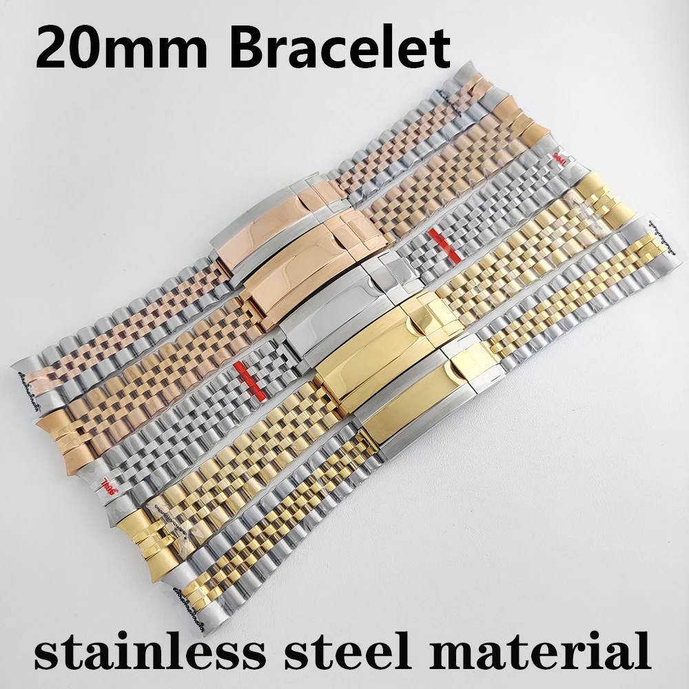 

20mm Bracelet High Quality Stainless Steel Watchbands Bracelet for Bracelet Women Men Silver Solid Metal Watch Strap Accessories