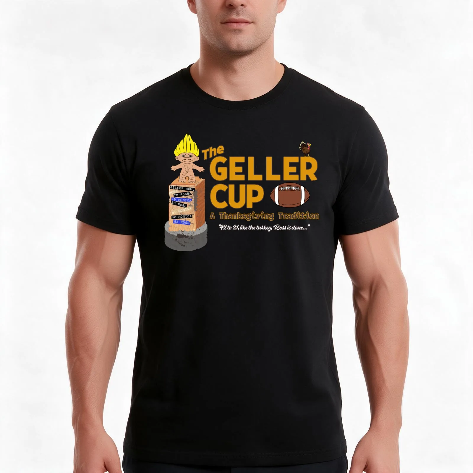 The Geller Cup T-Shirt, Summer Casual Cotton Tee, Oversized Streetwear Tops, Vintage Graphic Print, Loose Fit Short Sleeve