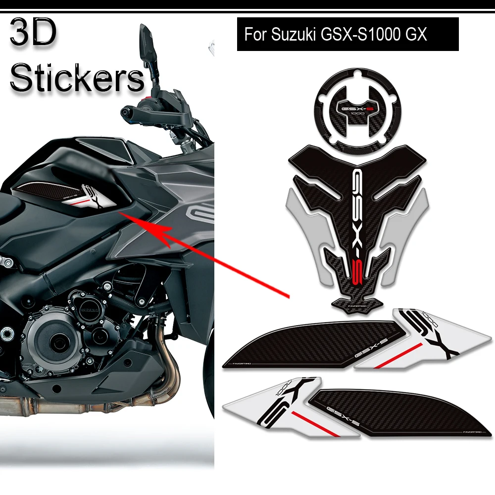 

For Suzuki GSX-S1000 GX GSXS 1000GX Motorcycle tank pad Grips decals Fuel Tankpad stickers Protection 2023 2024-