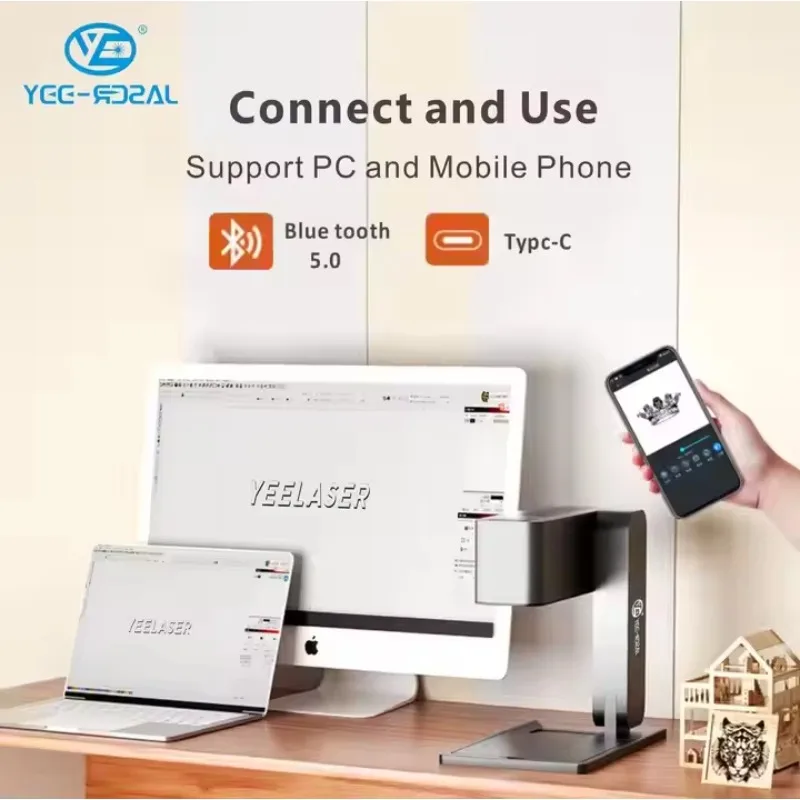 Yeelaser 5W Portable Engraving Machine 80*80mm Mini Marking Machines For Wood Plastic Leather Acrylic Hot Selling Diode
