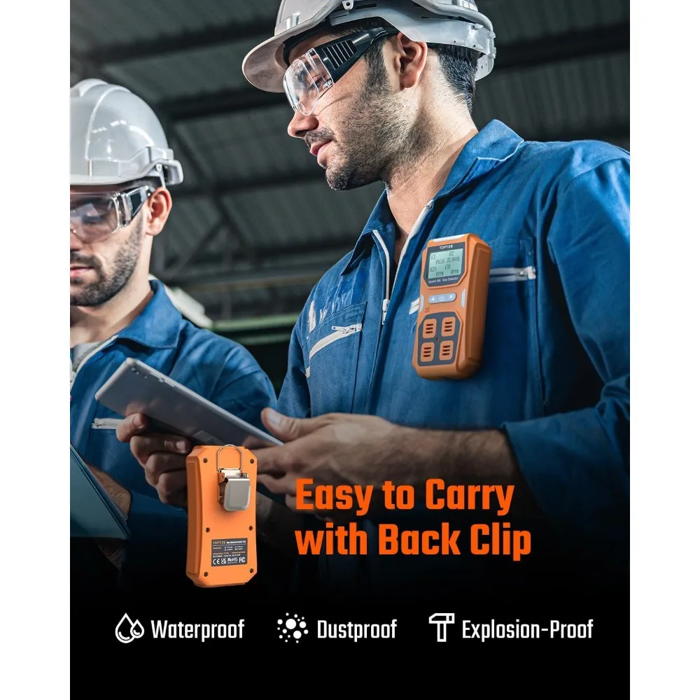 Guard-156 4 Monitor de Gás Multi Detector de Gás para H2S, CO, LEL e O2, Modos de Alarme Triplo (Visual, Vibração, Som)