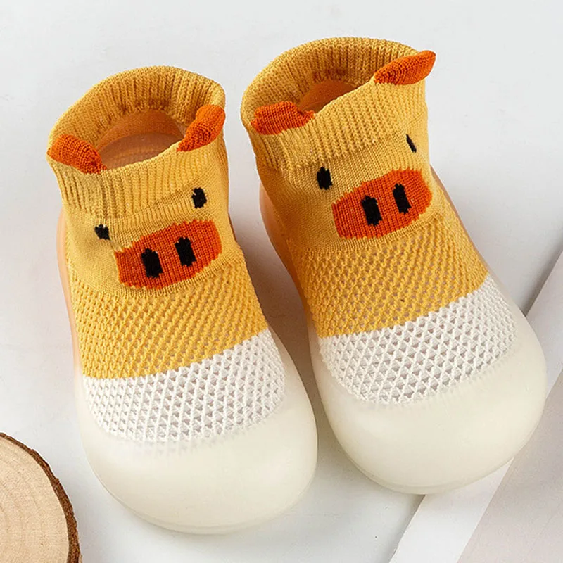 Baby Boys Girls Sock Shoes Non-Slip Floor Socks Kids Infant Summer Cartoon Mesh Breathable Firstwalkers With Rubber Sole CSH1354