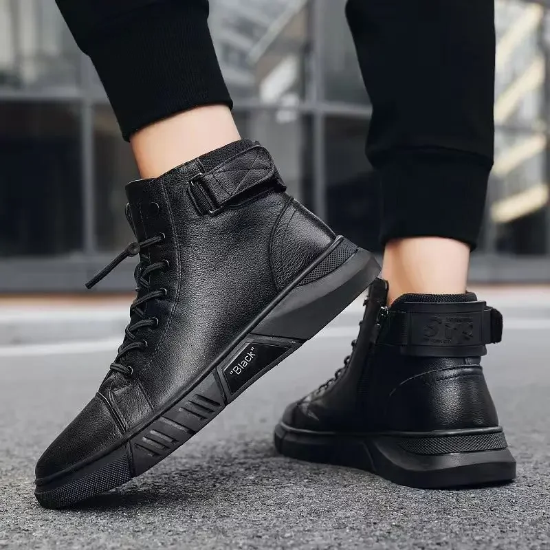 Men\'s Boots Waterproof Leather Trendy 2025 Platform Male Shoes Size 44 Y2k Footwear 45 Cheap High Quality Casual Sale New Offers