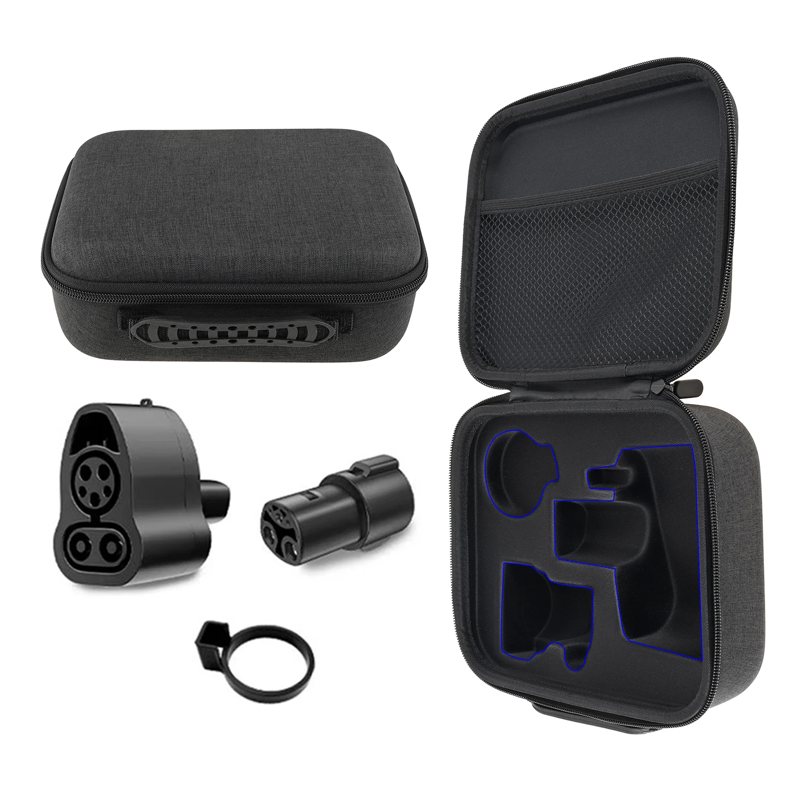 Electric Car Charging Adapter Storage Bag for Tesla CCS1 J1772 Charger Adapter Waterproof Travel Carrying Protective Case Box
