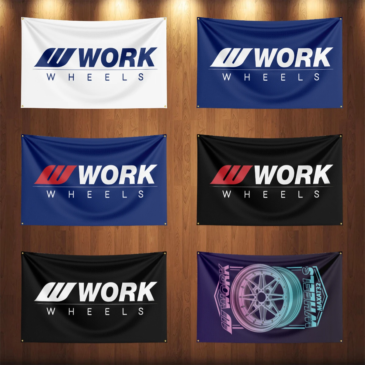 

90x150CM Work Wheels Auto Parts Flag Banner For Motorcycle cars Racing Garage Outdoor Decoration Tapestry Poster