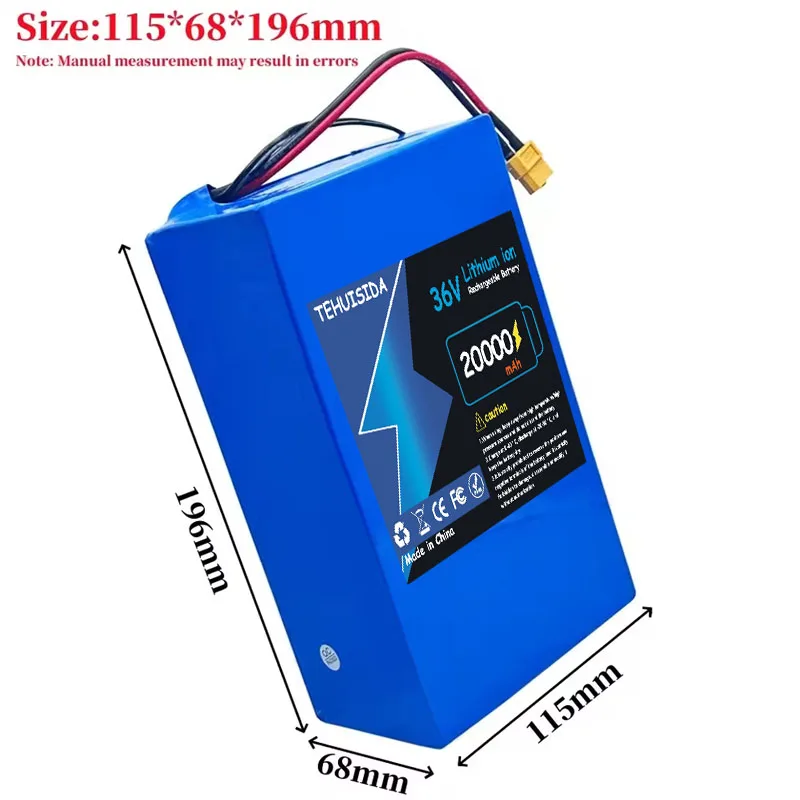 10S6P 36V 20000Mah 18650 Integrated BMS Large Capacity Rechargeable Lithium-ion Battery for Electric Skateboard Batteries