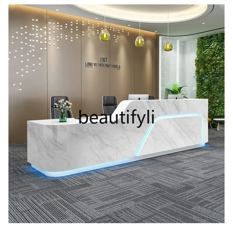 zzqCompany مكتب الاستقبال مكتب الاستقبال بسيط حديث صالون تجميل أمين الصندوق مكتب بار مخصص رسمت الرخام