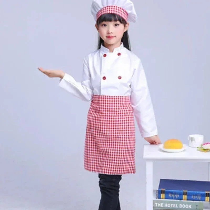 Kids Chef Uniform Cooking Workwear School Uniform for Boys Girls Kitchen Cosplay Party Chef Coat
