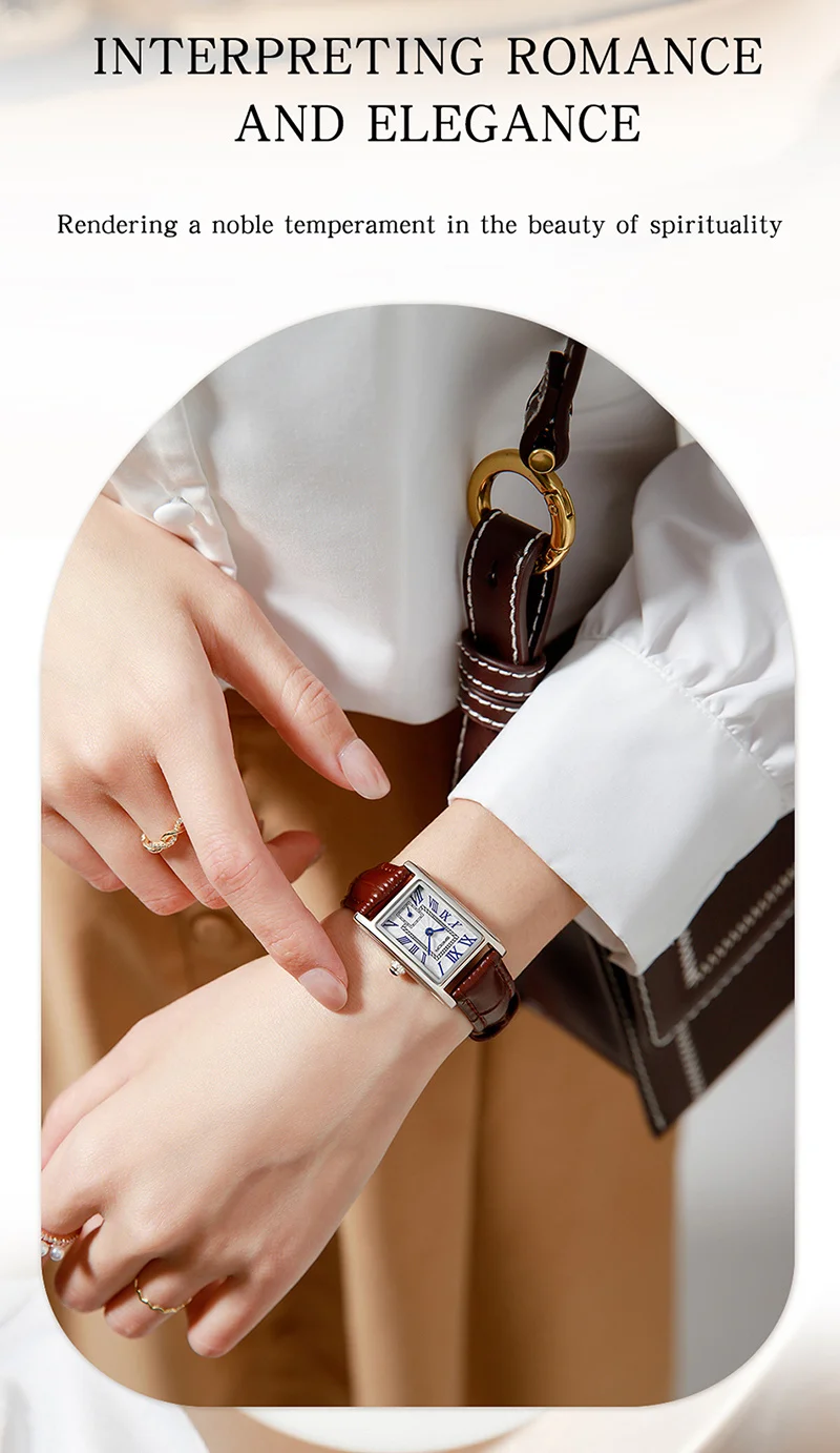 SANDA 1116 Elegante Damen-Quarzuhr, lässig, rechteckig, wasserdicht, Stahl, Lederarmband, lässige Business-Damenuhr, часы – Detail 12