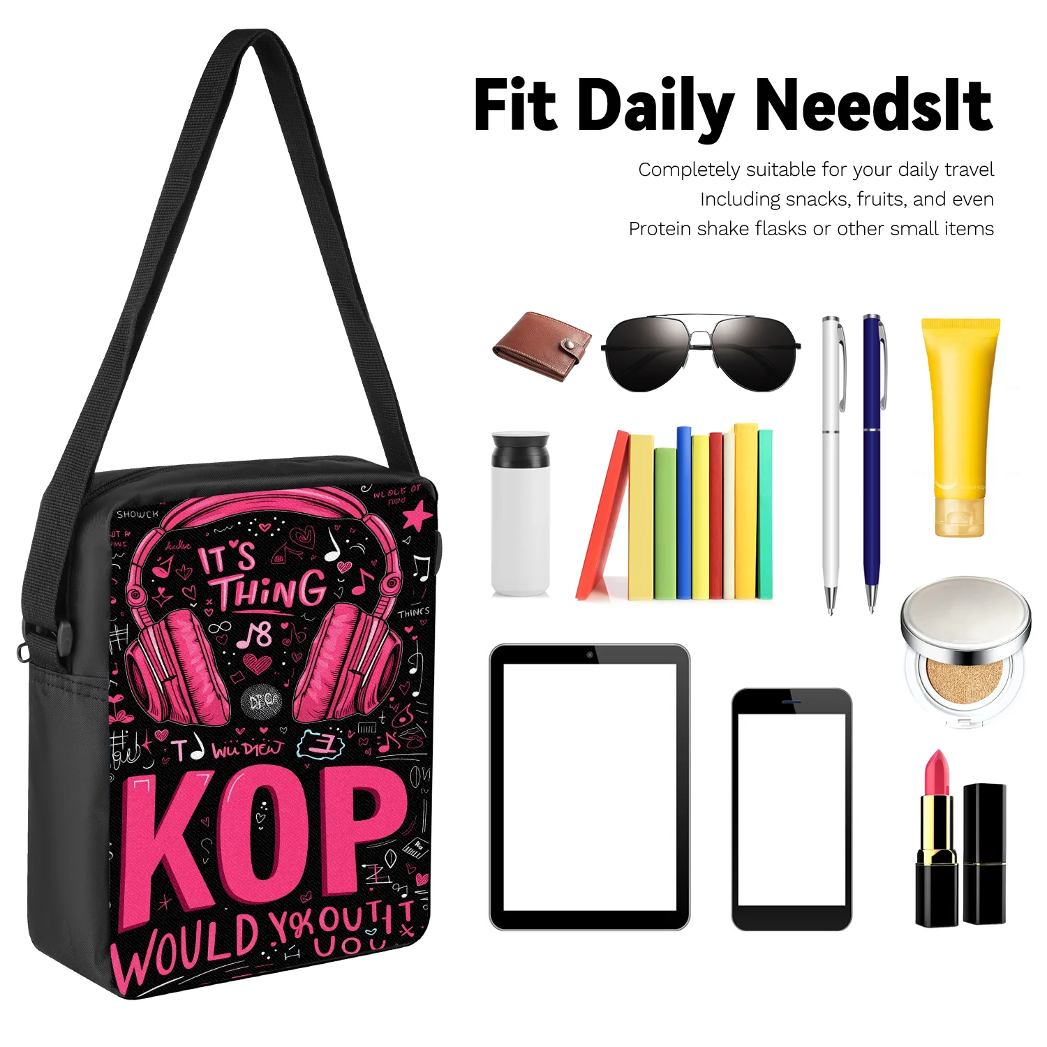 Roze Muziek Rugzakset met Schoudertas & Etui - usage example