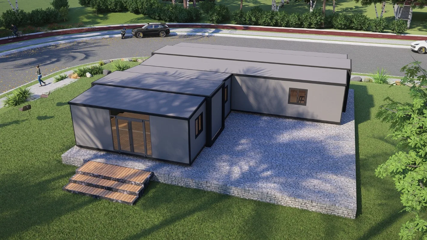 Double Wing Expandable Container House and Portable Mobile Home 20ft 40ft 3 Bedrooms Office Garden Built In Wardrobes