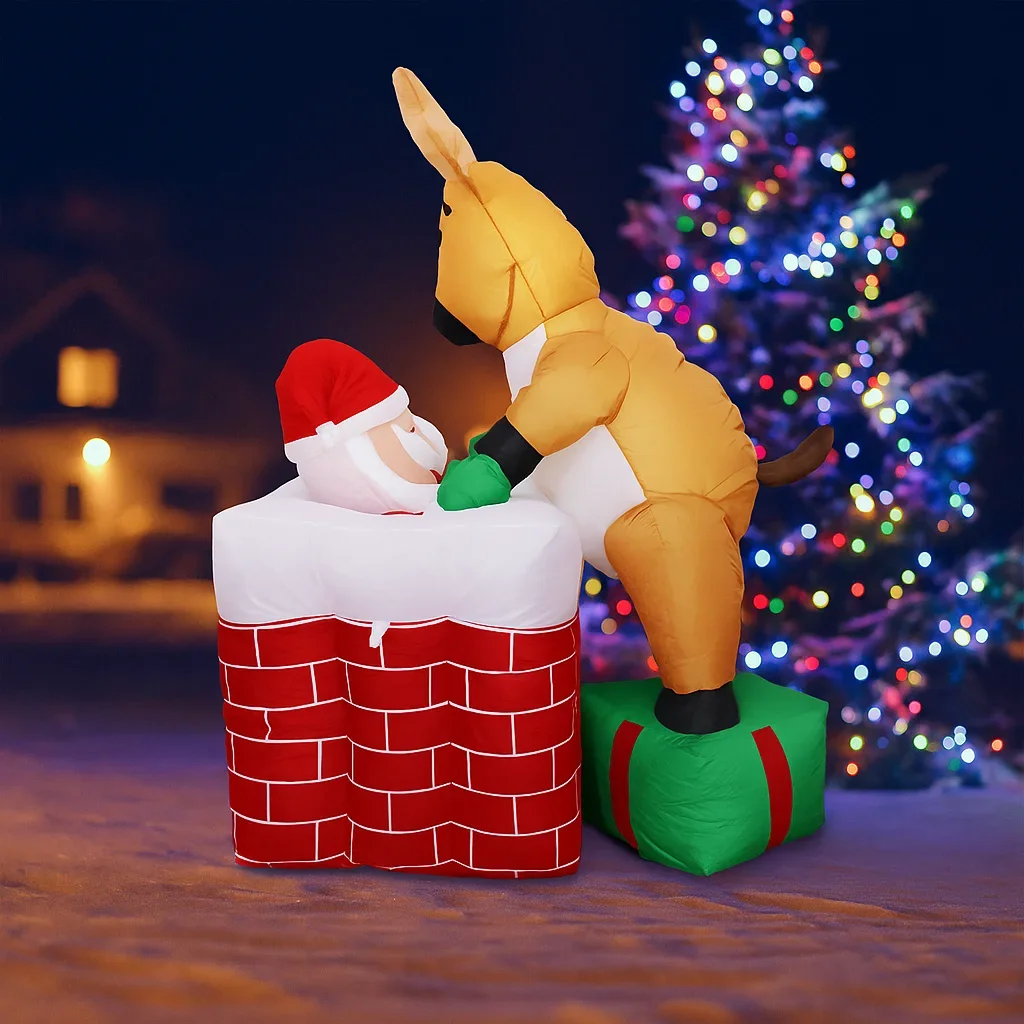 4.9FT عيد الميلاد ساحة زينة لعبة قابلة للنفخ زخرفة احتفالية هدايا عيد الميلاد LED سانتا الرنة مدخنة LED عيد الميلاد ديكور المنزل