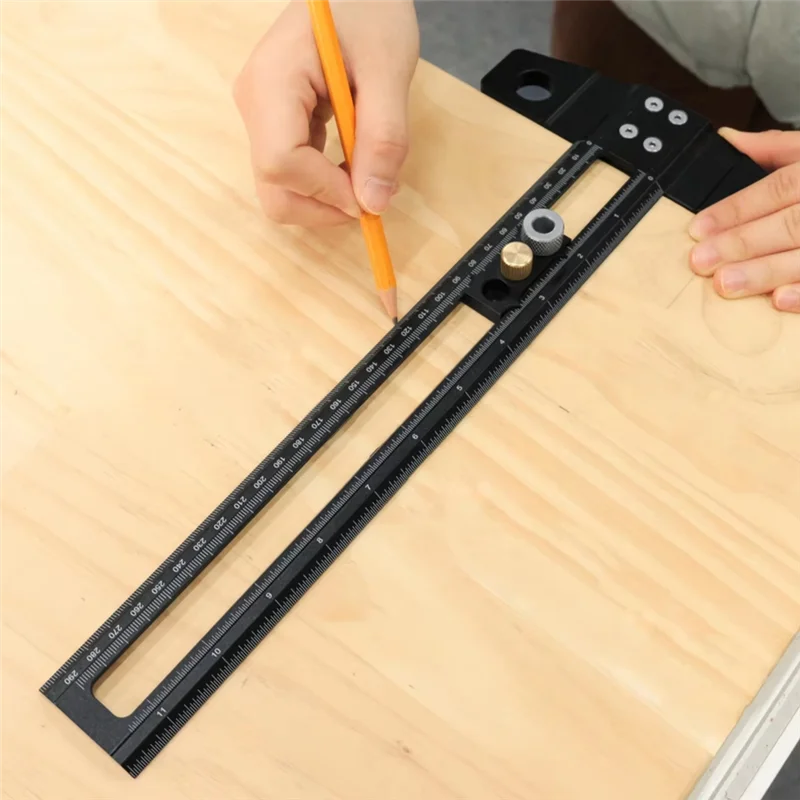 AS63-Aluminum Alloy Scriber Marking Gauge And 2 In 1 Drilling Positioning Scoring Ruler With 6Mm 8Mm 10Mm Drill Sleeves 50Cm