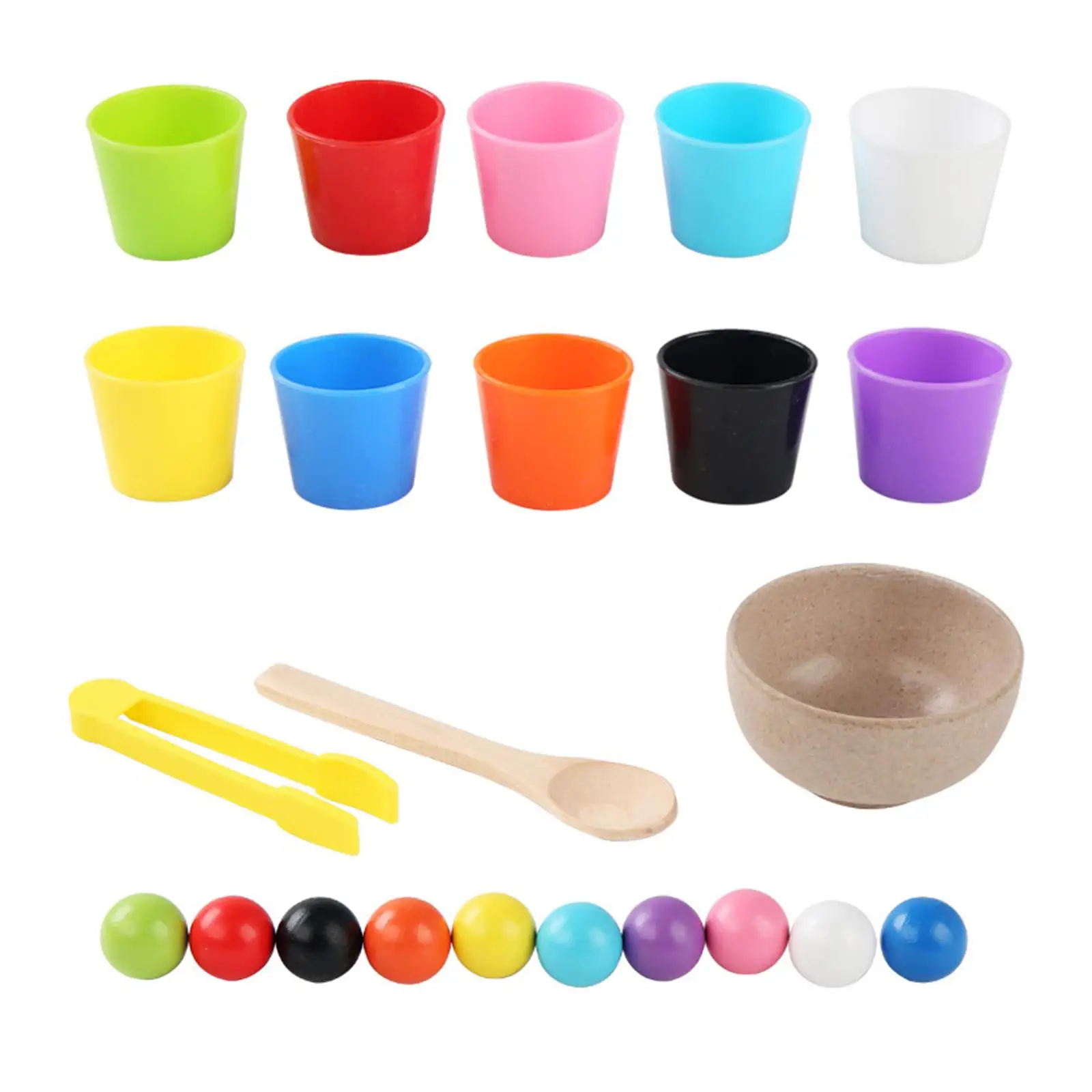 كرات قوس قزح في أكواب أنشطة التعلم لمرحلة ما قبل المدرسة، مجموعة ألعاب الاقتران، لعبة كرة قوس قزح، لعبة فرز الألوان للأطفال