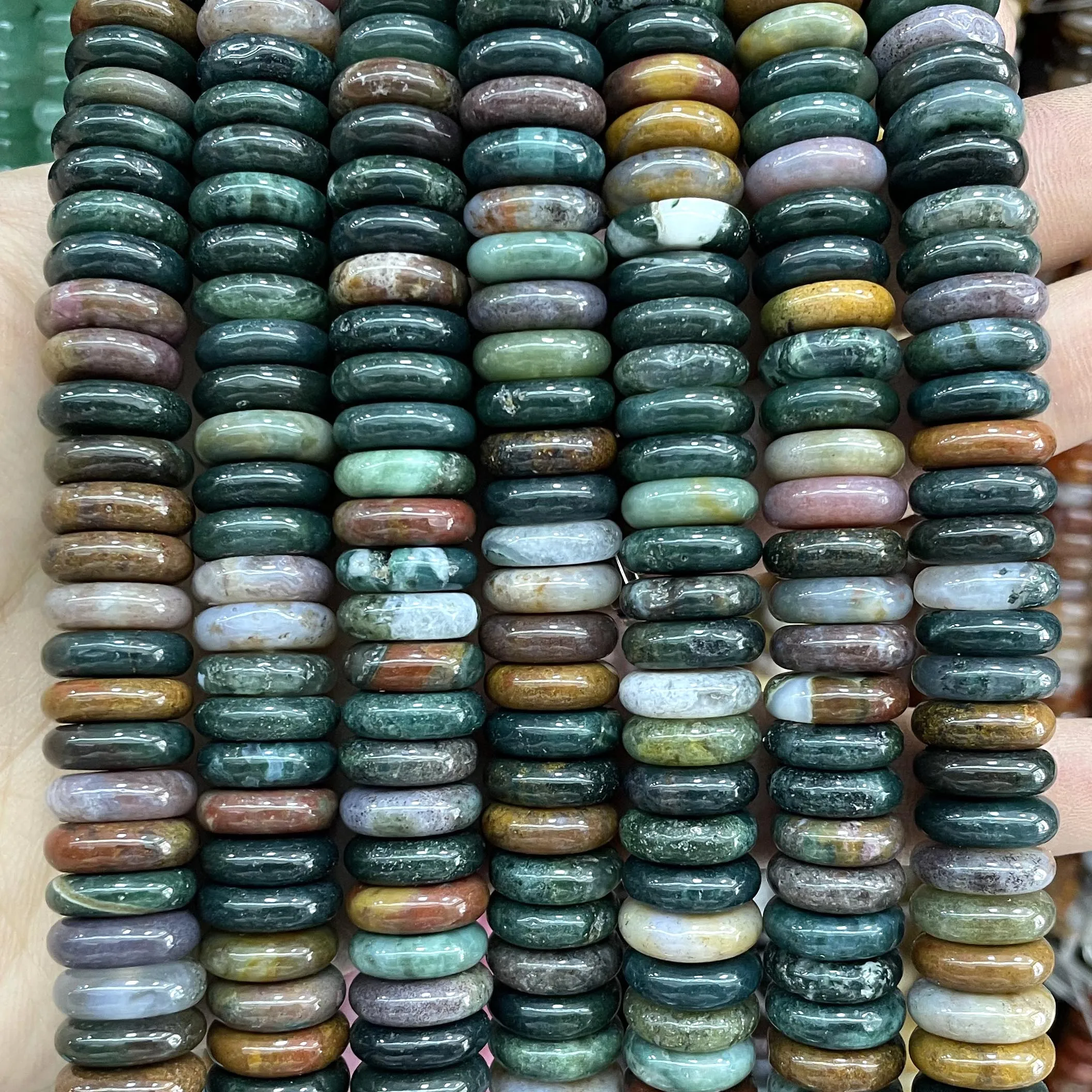 4X12MM Naturstein Rondelle 7 Chakra Quarz Jaspis Achate Flache Runde Spacer Perlen Für Schmuck Machen DIY armband Zubehör – Detail 4