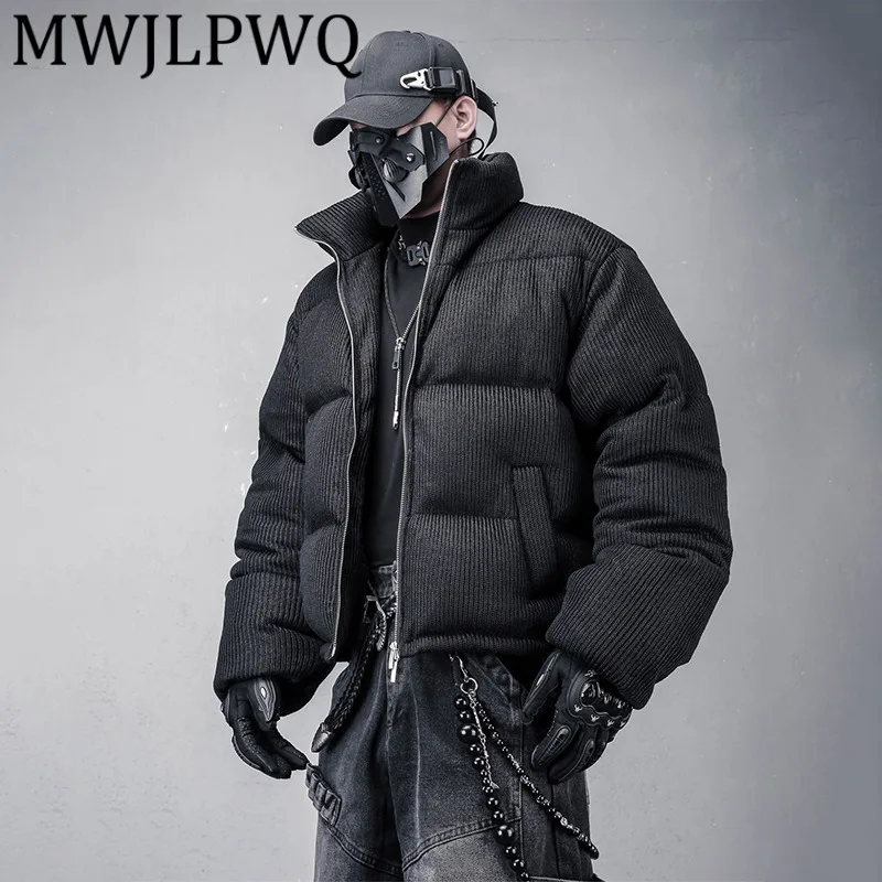 

MWJLPWQ Dark Style High-End Texture Stand Collar Short Cotton Coat Men's Winter Cleanfit Thickened Warm Casual Tops Winter 12907