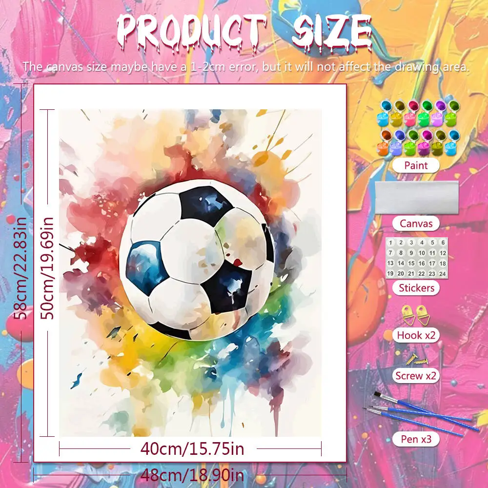 Digital Oil Painting Soccer DIY Paint By Number Adult Kit Football Drawing On Canvas Living Room Modern Home Decor Unique Gift