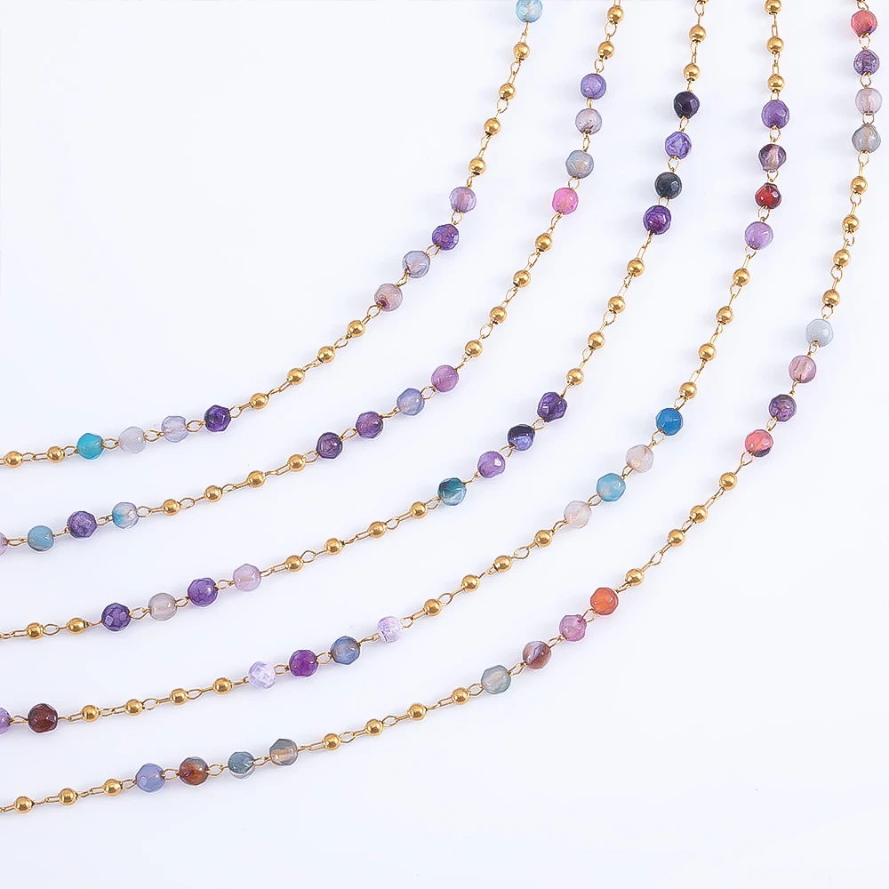 0.5M 1M Stainless Steel Colored Transparent Crystal Beaded Chain for DIY Necklace Bracelet Body Chain Colthing Jewelry Making view 4
