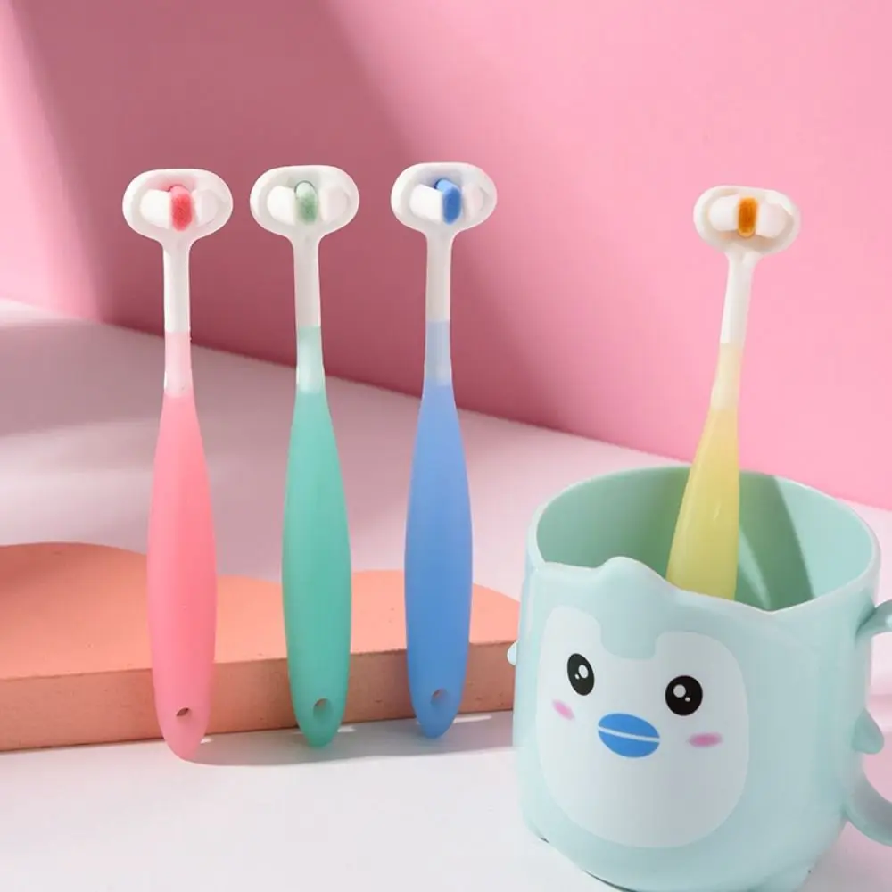 Candy Color Three Sided Toothbrush Teeth Clean Ultra Fine Children Toothbrush 360 Degree Soft Bristle Oral Care Brush Travel