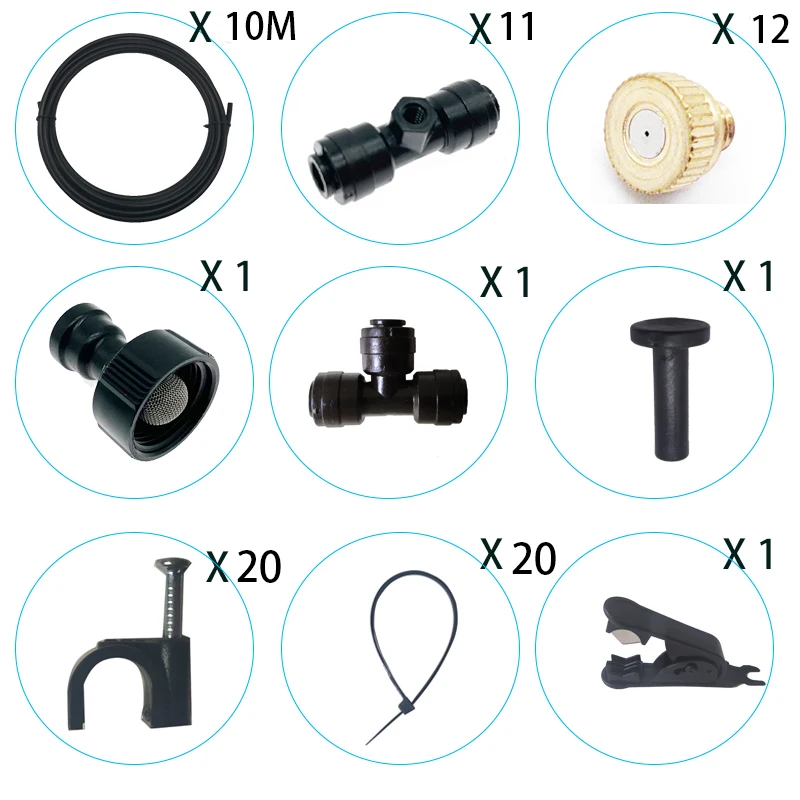 DIY odkryty nebulizator opryskiwacz ogrodowy System chłodzenia mgłą 33FT mgły Line12 mosiężne dysze mgły do Patio taras cieplarnianych