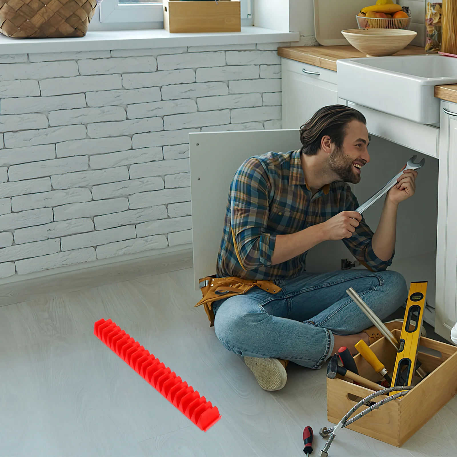 2Sets Wall Mount Wrench Organizer Heavy Duty Tool Storage Rack with Individual Slots for Garage Workshop Space Saving Red