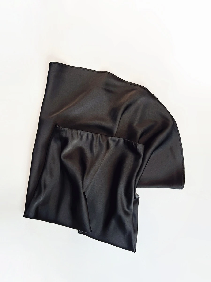 French temperament acetate satin draped bustier skirt female spring and summer solid color high-waisted package hip fishtail ski