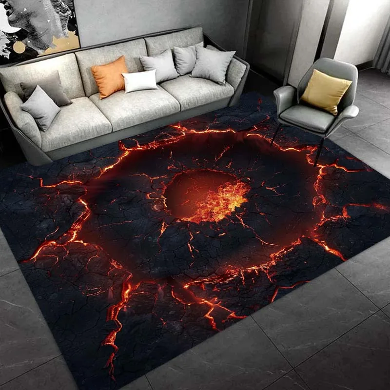 1pc Lava Pattern Rectangle Area Rug, Versatile Home Decor, Ideal Holiday Gift, Perfect for Camping Office Indoor Space, Suitable