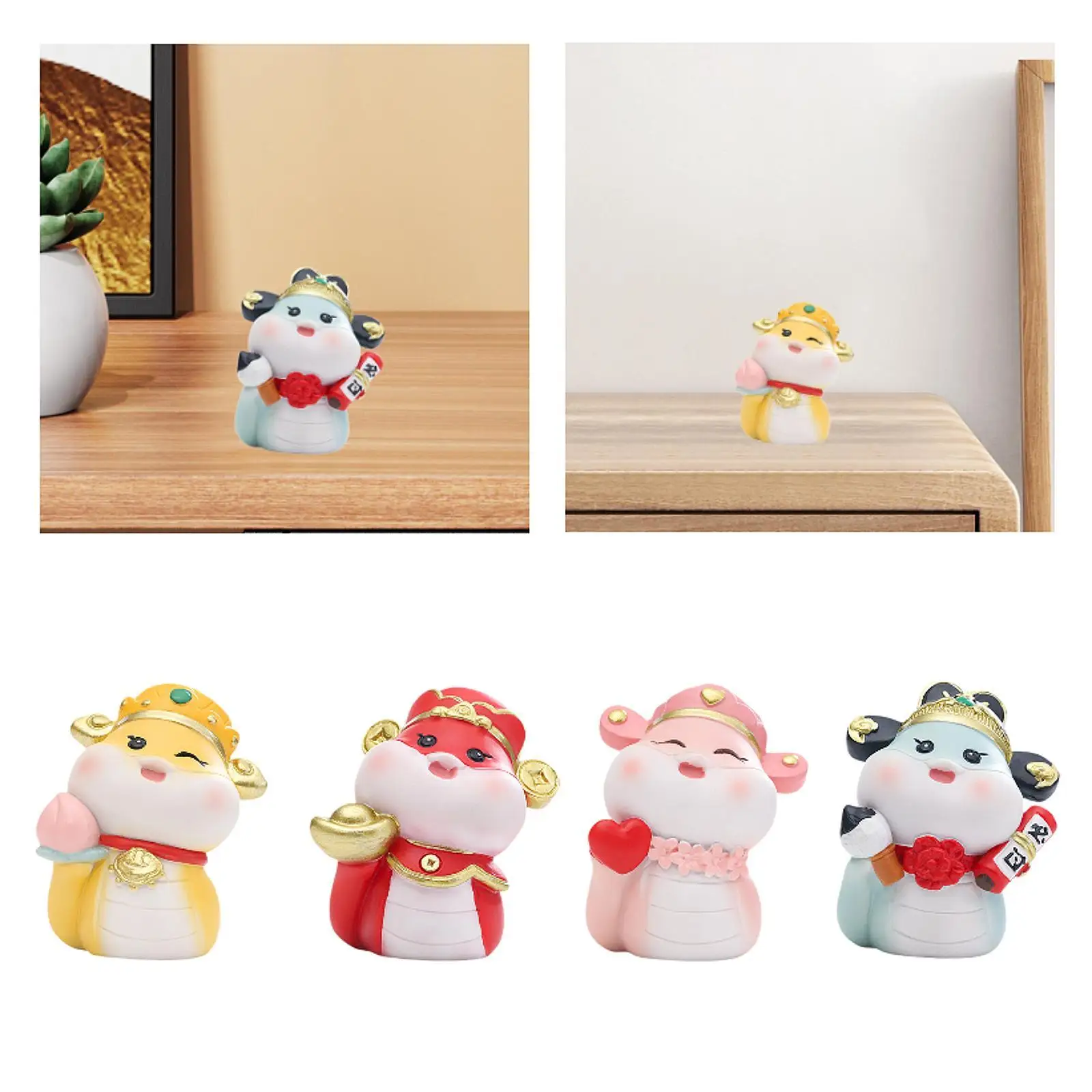 تمثال ثعبان كرتوني من الراتنج، تمثال ثعبان السنة الصينية الجديدة اللطيفة للوحة قيادة السيارة