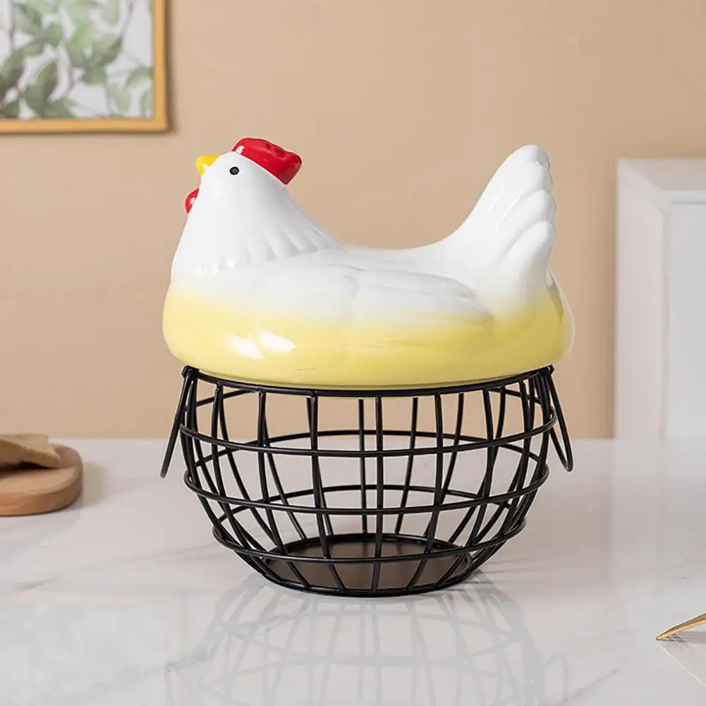 Collecting Basket Egg Basket European Style Rust-proof Hen Shape Rustic Wire Egg Kitchen Supplies