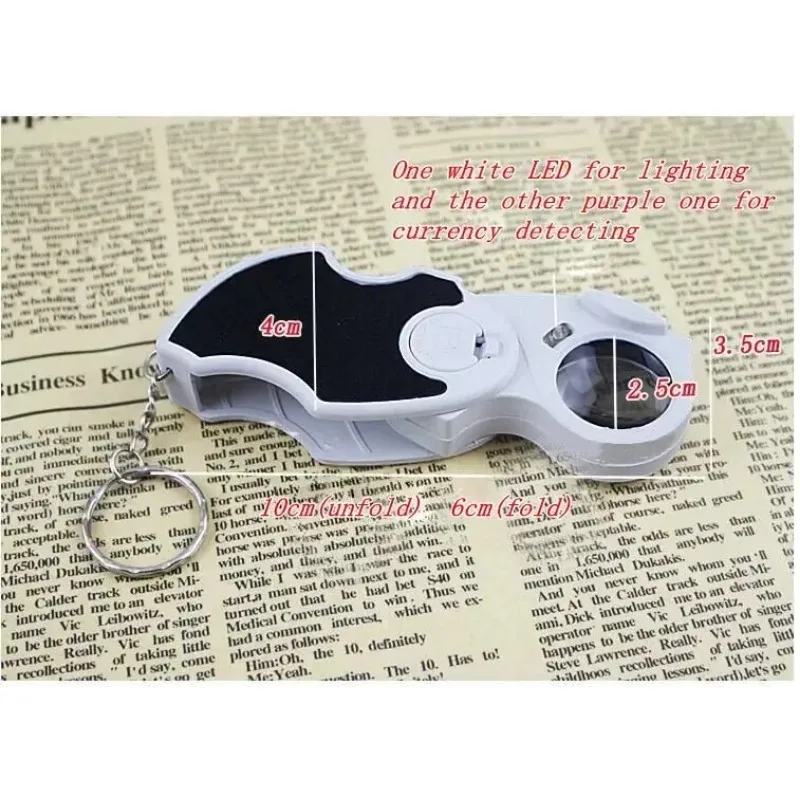 

10X 25mm Folding LED Diamond Loupe Jewelry Identifying Currency Detecting Magnifier Jewel Magnifying Glass with Light Loupe