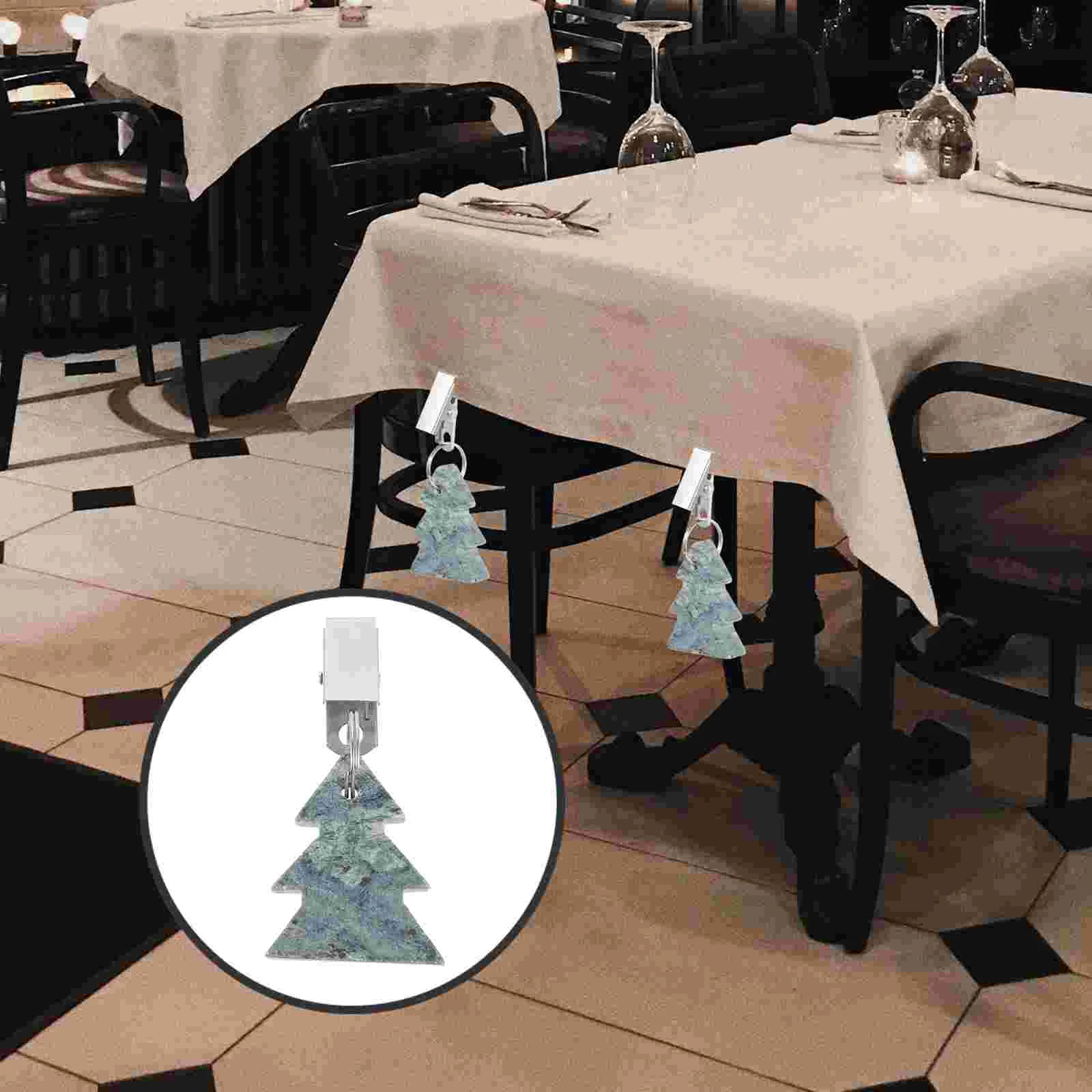 4 Pcs Christmas Tree Tablecloth Clip Clips for Outdoor Thick Tables Tablecloths Weights with Picnic Clothespin