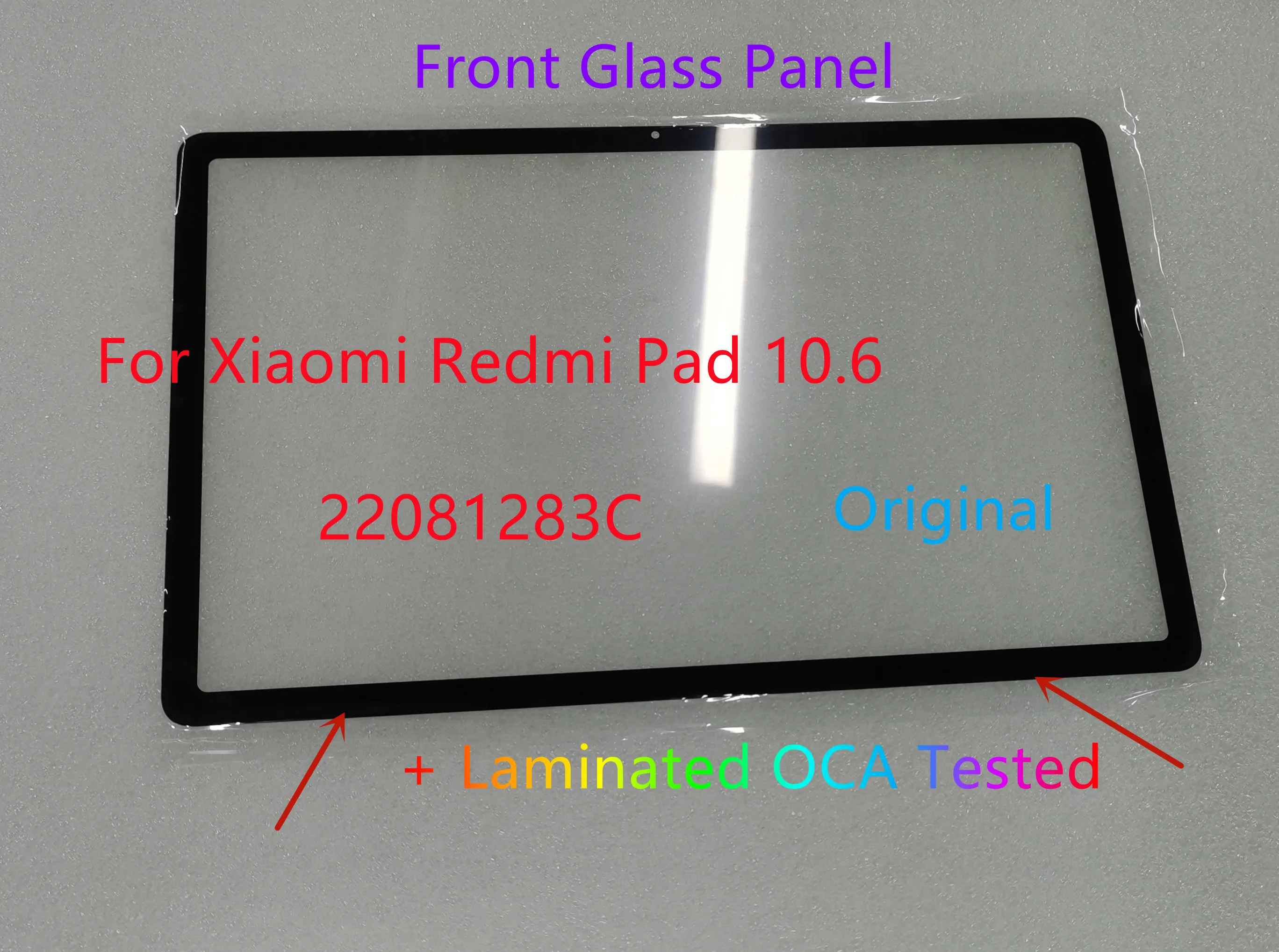 New Original 10.6 Inch For Xiaomi Redmi Pad 10.6 22081283C Touch Screen Front Glass Panel + Laminated OCA Tested