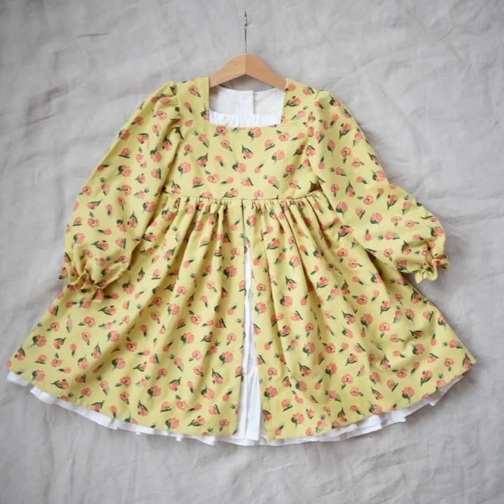 

2025 Russian Spring and Autumn Winter Cotton Comfortable Girl Lolita JK Princess Double Layer Splicing Dress