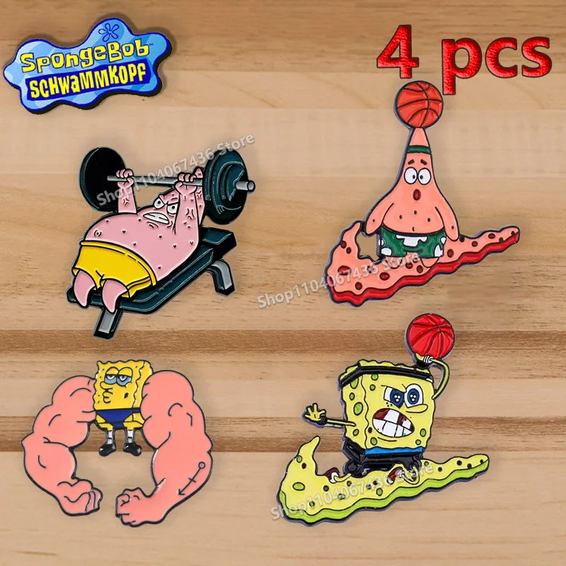 Sponge-bob Enamel Pins Anime Cartoon Badge Metal Brooch Cute Hats Backpack Pin for Women Jewelry Christmas Decorations Gift