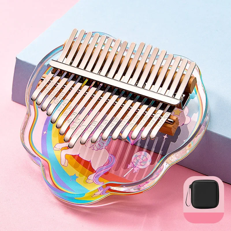 Professional Kalimba 17 21 Keys Sakura Kalimba 21-Tone Thumb Piano Crystal Acrylic Kalimba Finger Piano Keyboard Instrument