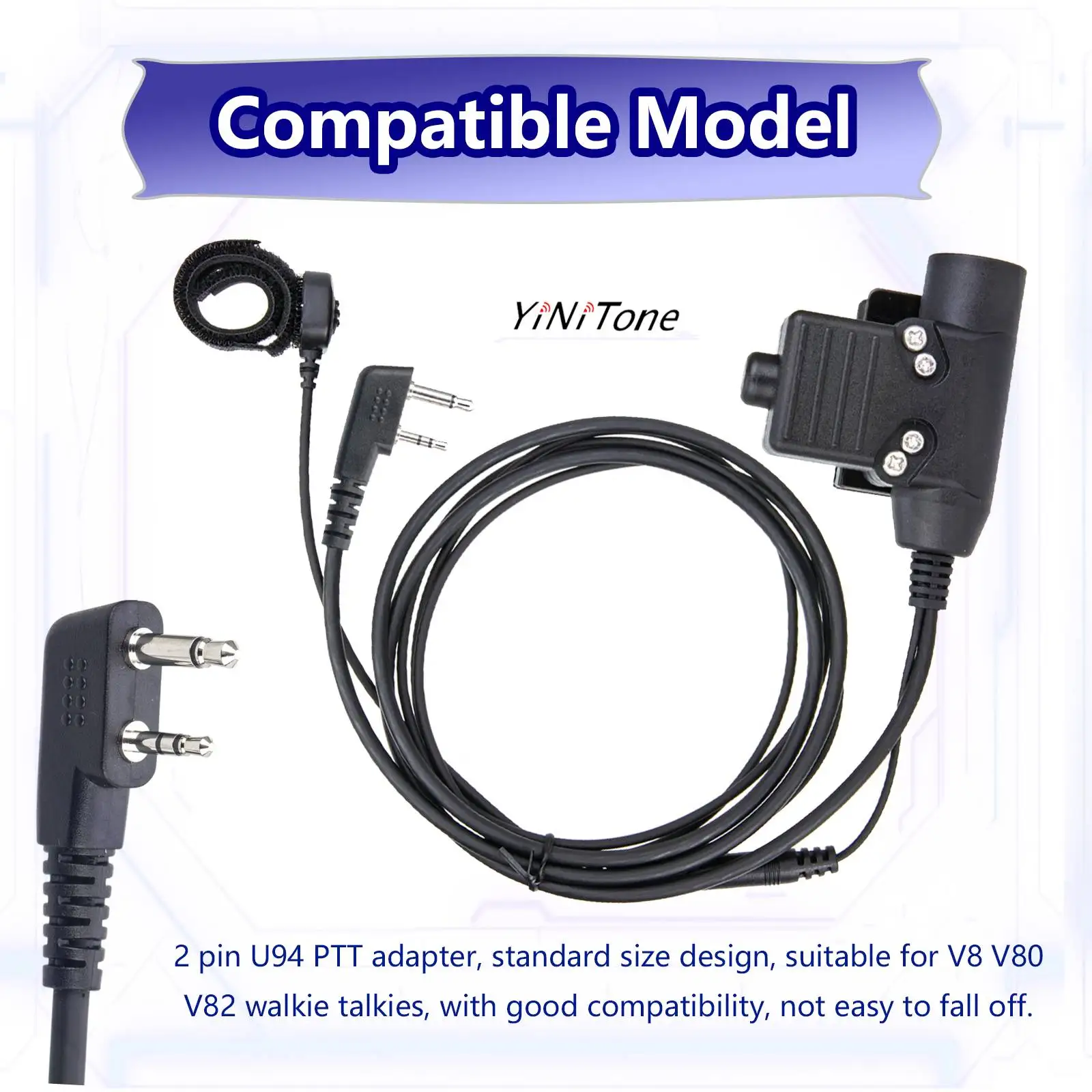 Micrófono de dedo con pulsador para ICOM IC-V8, V80, V82, Radio bidireccional estándar, enchufe de 7,1mm, alta resistencia, U94, PTT