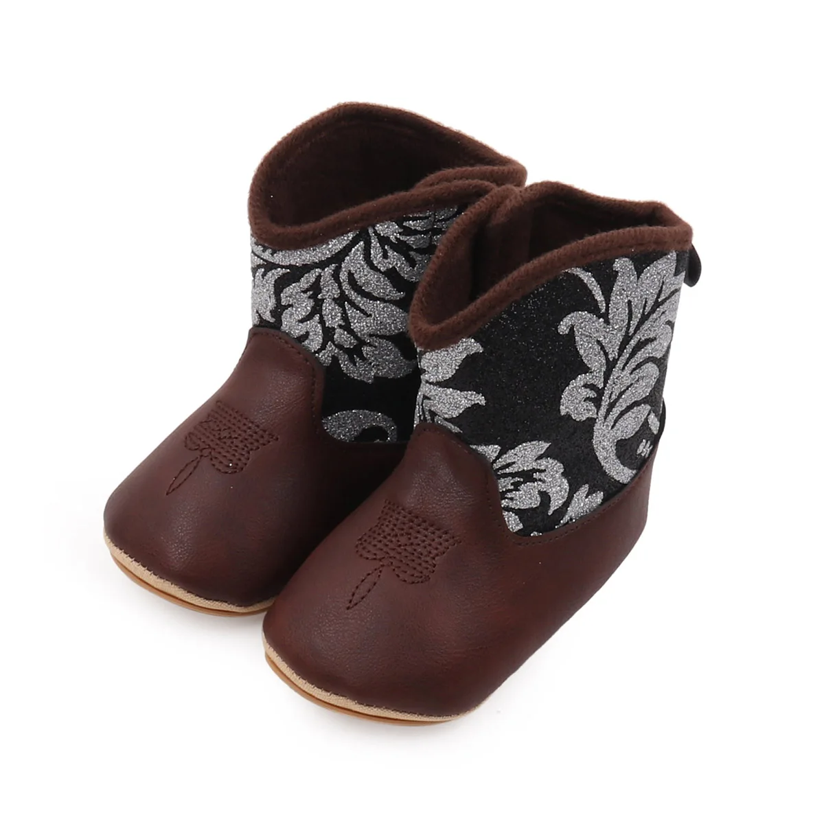 Jongens Baby Meisjes Baby Winterlaarzen Zachte bodem Antislip Baby Buitenlandse stijl Western Cowboy Leren Laarzen Babyschoenen