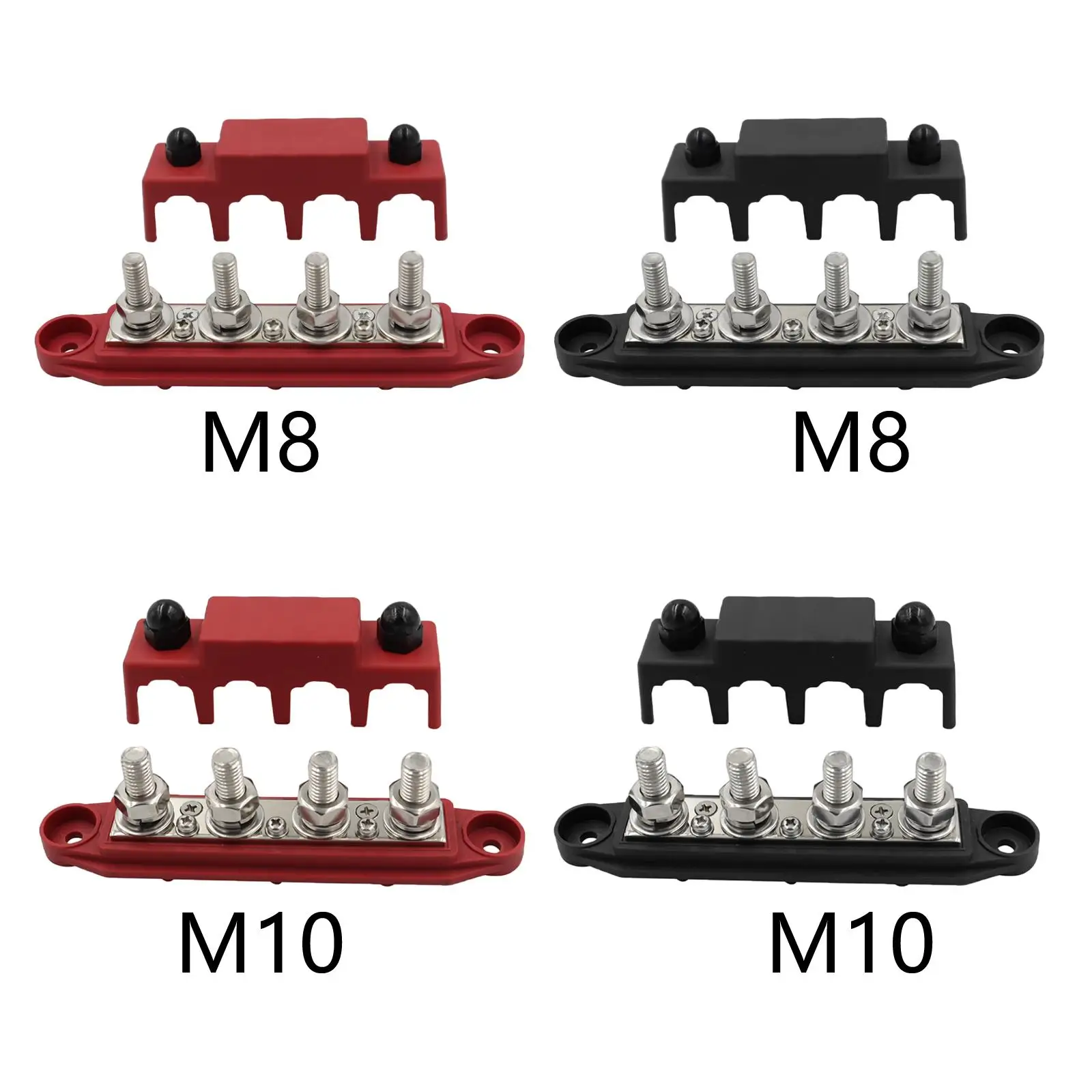 4 Stud Power Distribution Block with Cover Accessories Bus Bar Pair Fit for Marine Automotive