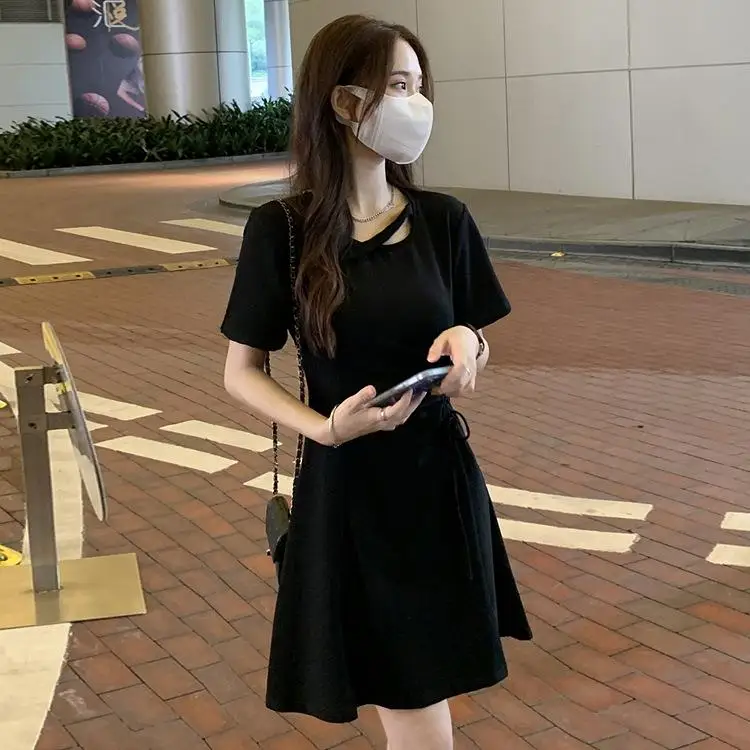 

Новинка: Женская летняя юбка А-силуэта с высокой талией в стиле Хепберн, повседневная, для офиса, с завязками, утягивающая фигуру