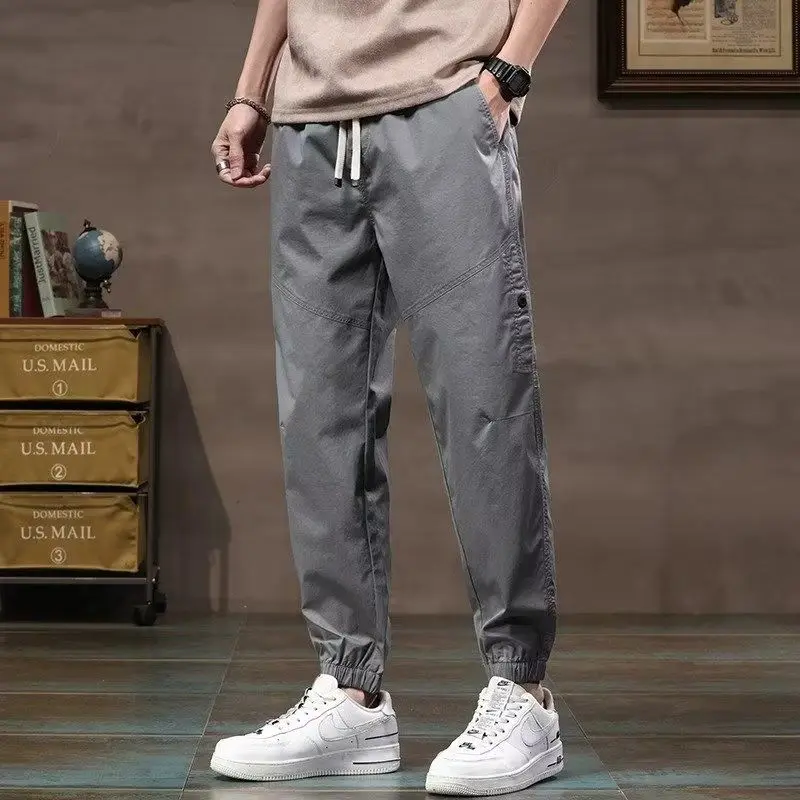Men's Harem Pants Spring Summer Lightweight Loose Fit Streetwear Trousers Casual Long Pants Korean Style Design