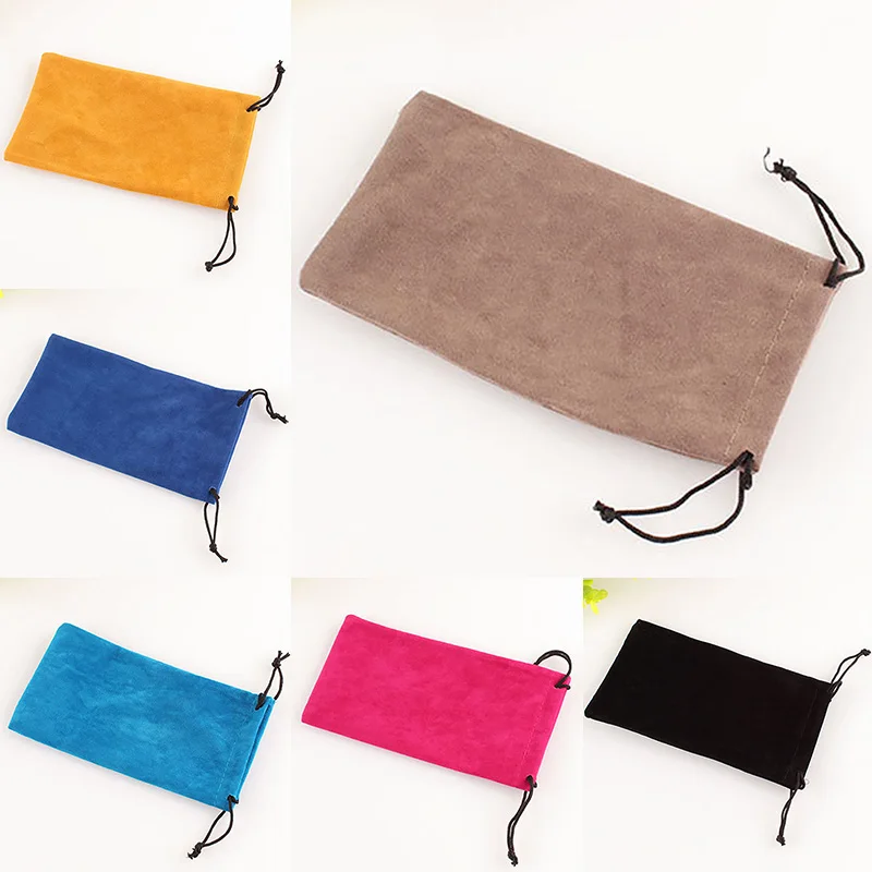 Solid Color Soft Velvet Sunglasses Bag Colorful Portable Drawstring Eyeglasses Pouch Myopia Glass Case Eyewear Storage Accessory