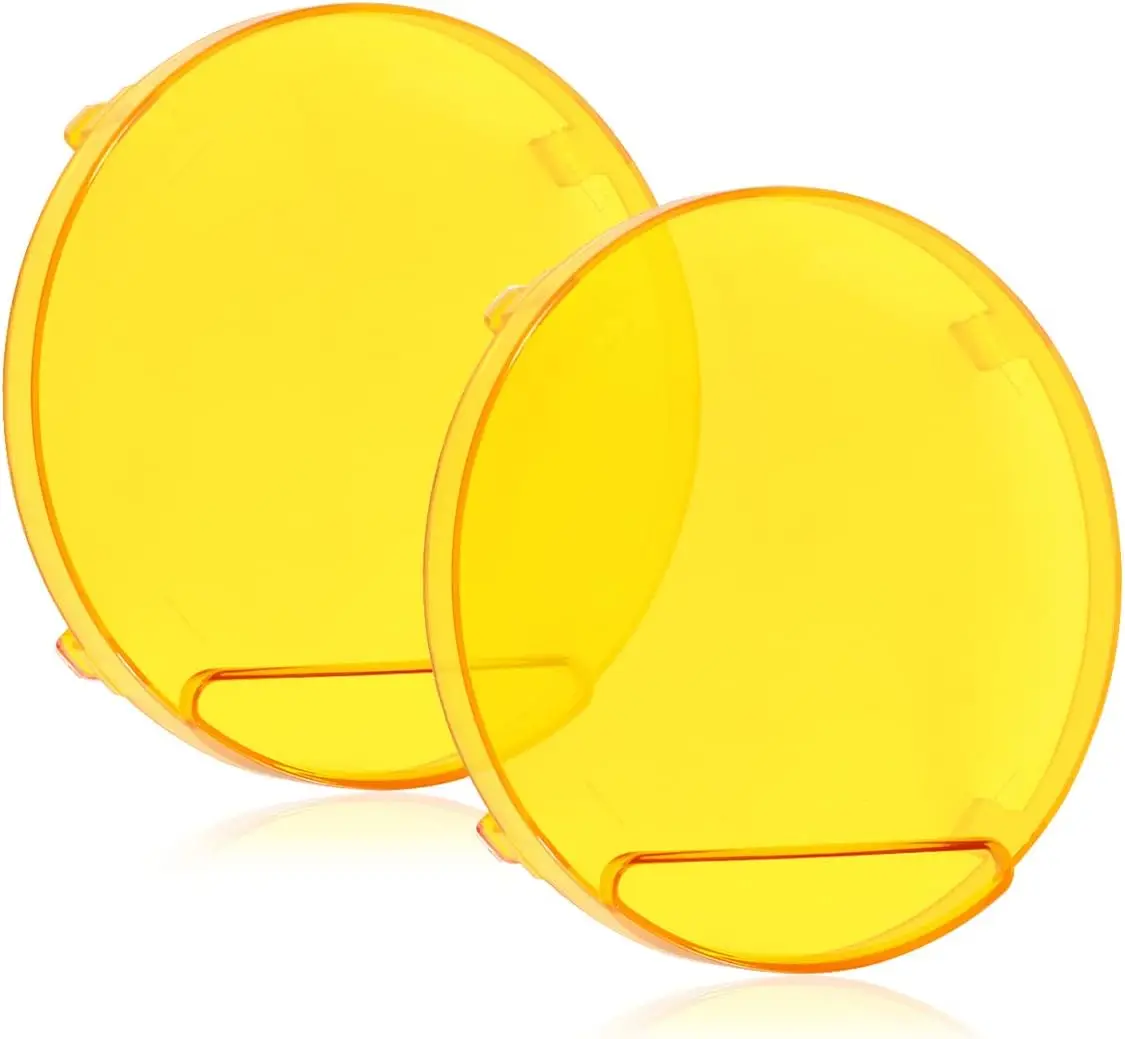 Round Amber Light Covers 7 inch, Off Road Protective  Yellow Fog Light  for Offroad Truck Lights Bumper Driving LED Pods, Pair