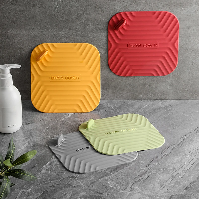 New Anti-blocking Silicone Floor Drain Cover For Bathroom Anti-hair Cockroach-proof Floor Drain Pad Sewer Pipe Deodorant Mat