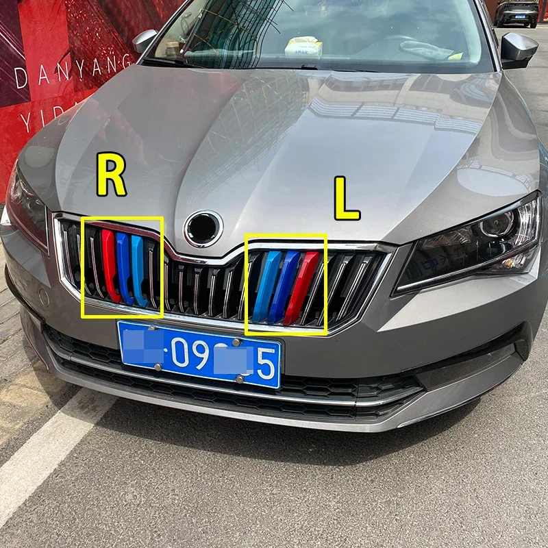 

For Skoda Superb 2016 2017 2018 2019 ABS Grille Around Trim Racing Grills Trim front grille trimmed in 3 colors Car styling